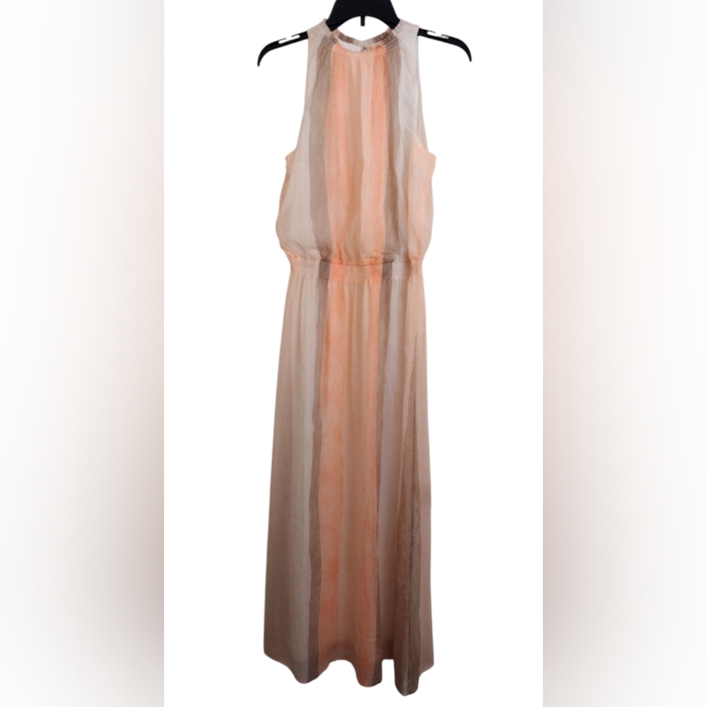 Chico's Elegant Peach Striped Sleeveless Dress Size 0 Small 4